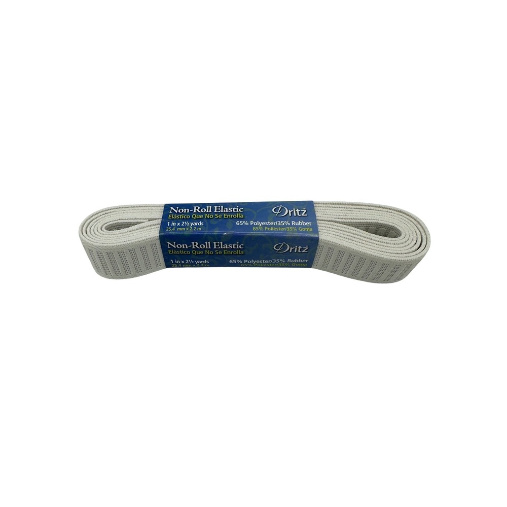 Dritz Non-Roll Elastic 1in x 2.5yd White New Sewing Notion 11507W